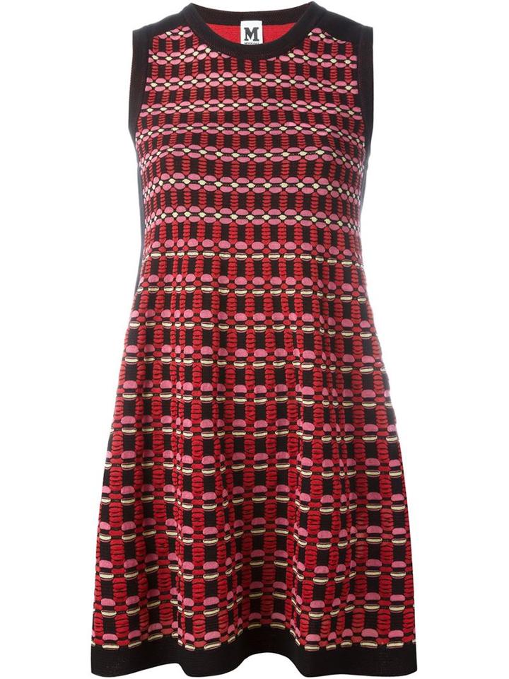 M Missoni Contrast Trim Plaid Knitted Dress, Women's, Size: 46, Black, Cotton/polyamide/polyester/viscose
