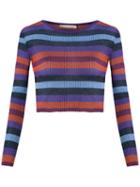 Cecilia Prado - Knitted Cropped Top - Women - Acrylic/lurex/viscose - P, Blue, Acrylic/lurex/viscose