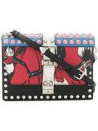 Prada Studded Comic Print Bag - Black