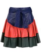Andrea Bogosian Leather Flared Skirt - Blue