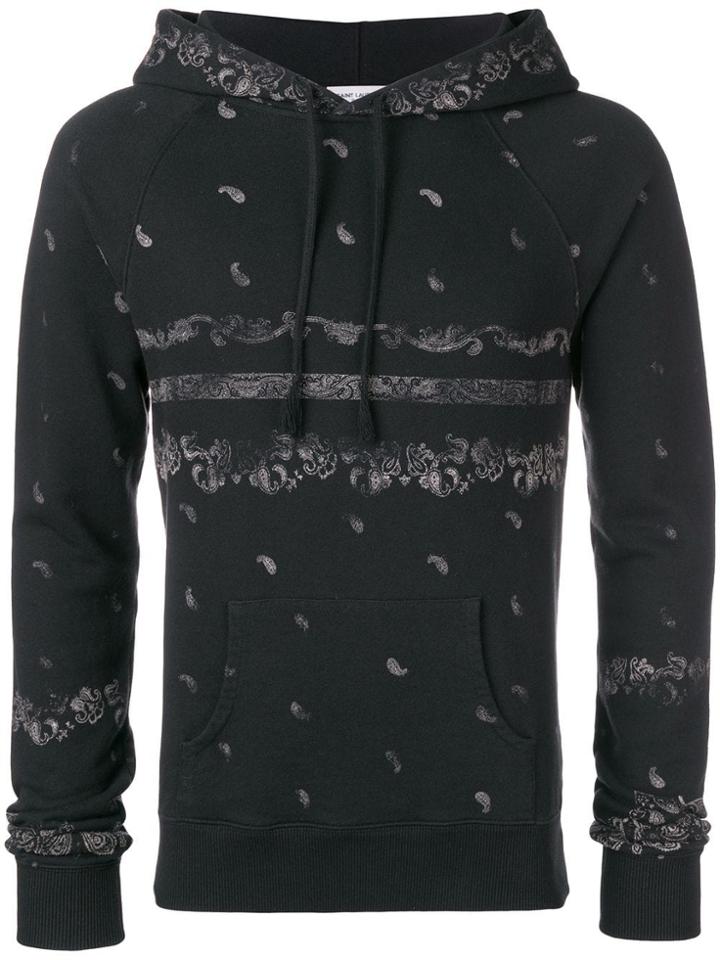 Saint Laurent Paisley Hoodie - Black