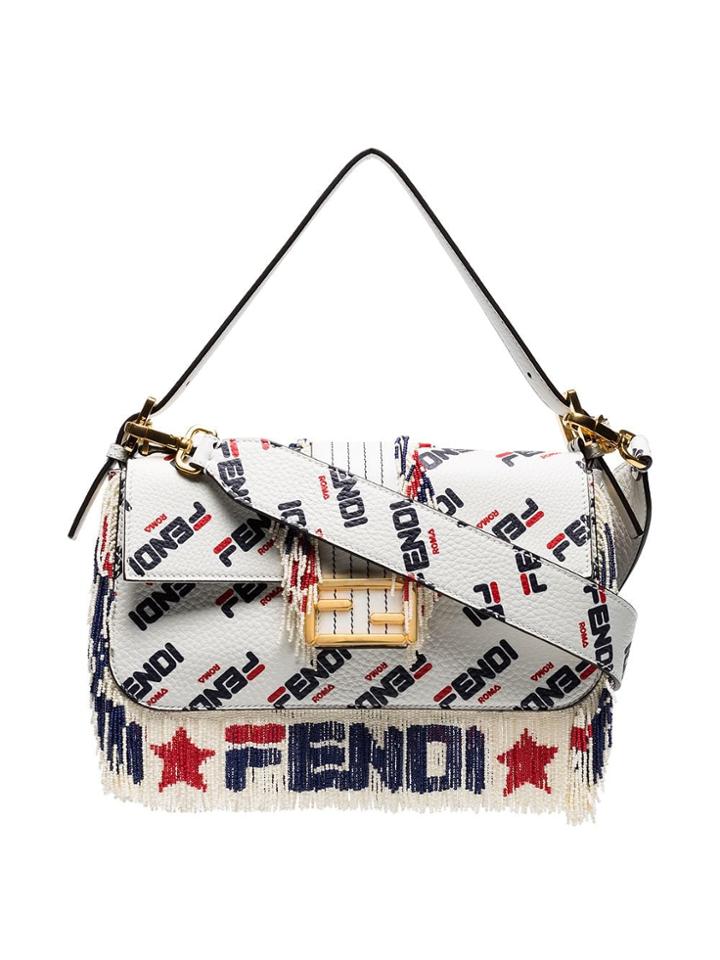 Fendi Fendimania Baguette Shoulder Bag - White
