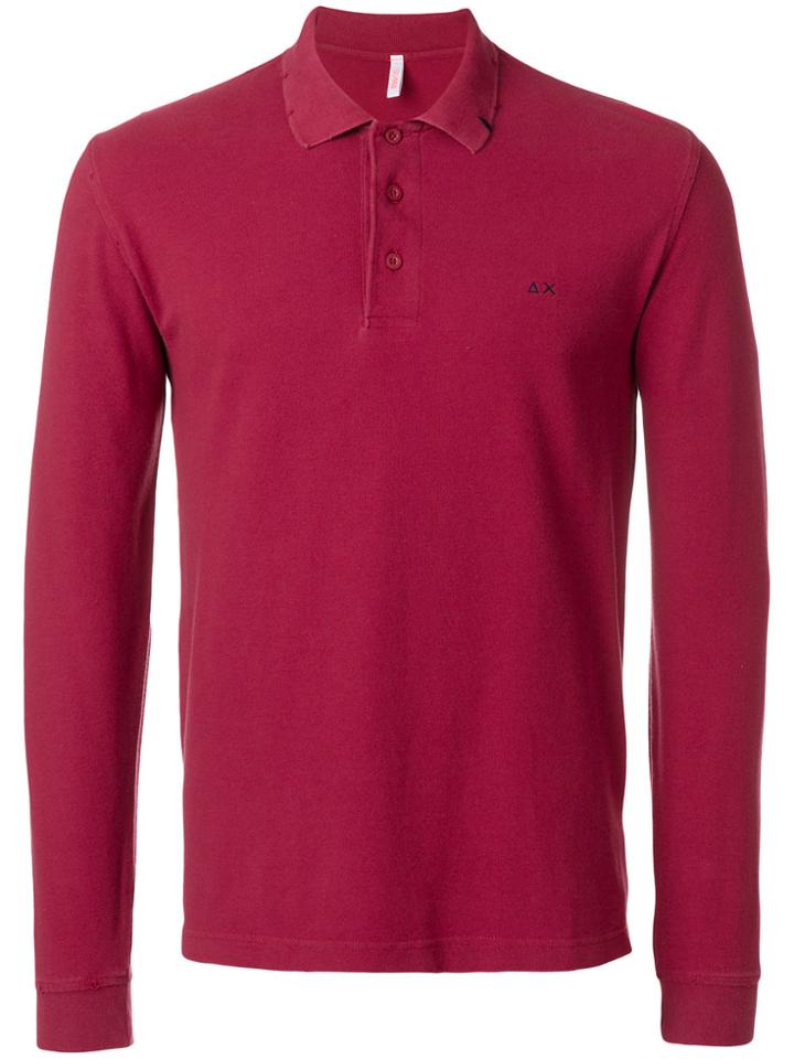 Sun 68 Fitted Polo Sweatshirt - Red