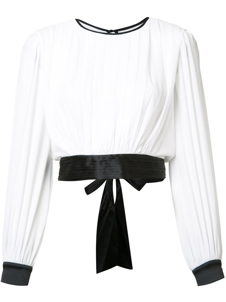 Alice+olivia - Tied Blouse - Women - Silk/polyester/spandex/elastane - Xs, Women's, White, Silk/polyester/spandex/elastane
