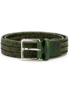 Canali Woven Belt, Men's, Size: 95, Green, Leather