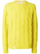 Dondup Distressed Cable Knit Jumper - Yellow & Orange