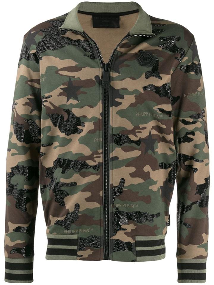 Philipp Plein Camouflage Print Jogging Jacket - Green
