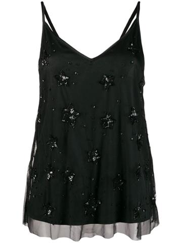 P.a.r.o.s.h. Tulle Overlay Galaxy Camisole - Black