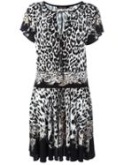 Leopard Print Flared Dress, Women's, Size: 46, Black, Polyester/viscose, Roberto Cavalli