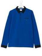 Armani Junior Teen Long-sleeved Polo - Blue