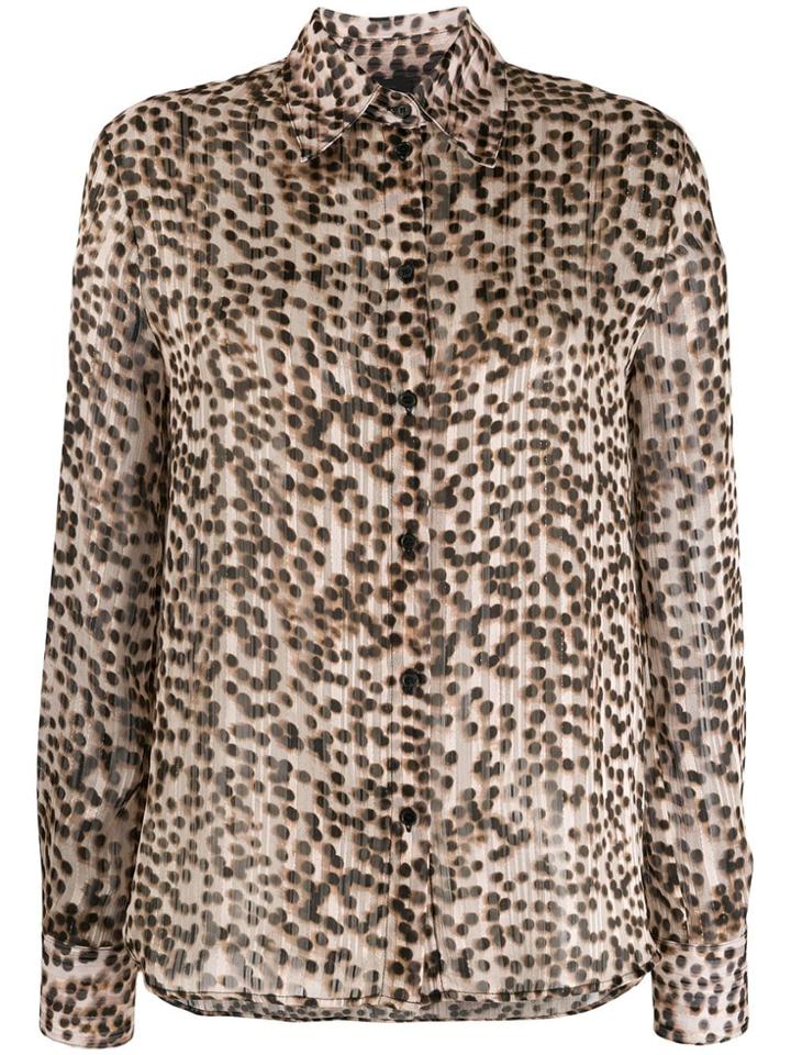 Pinko Leopard Print Plissé Shirt - Brown