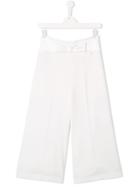 Elisabetta Franchi La Mia Bambina Bow Wide Leg Trousers - White