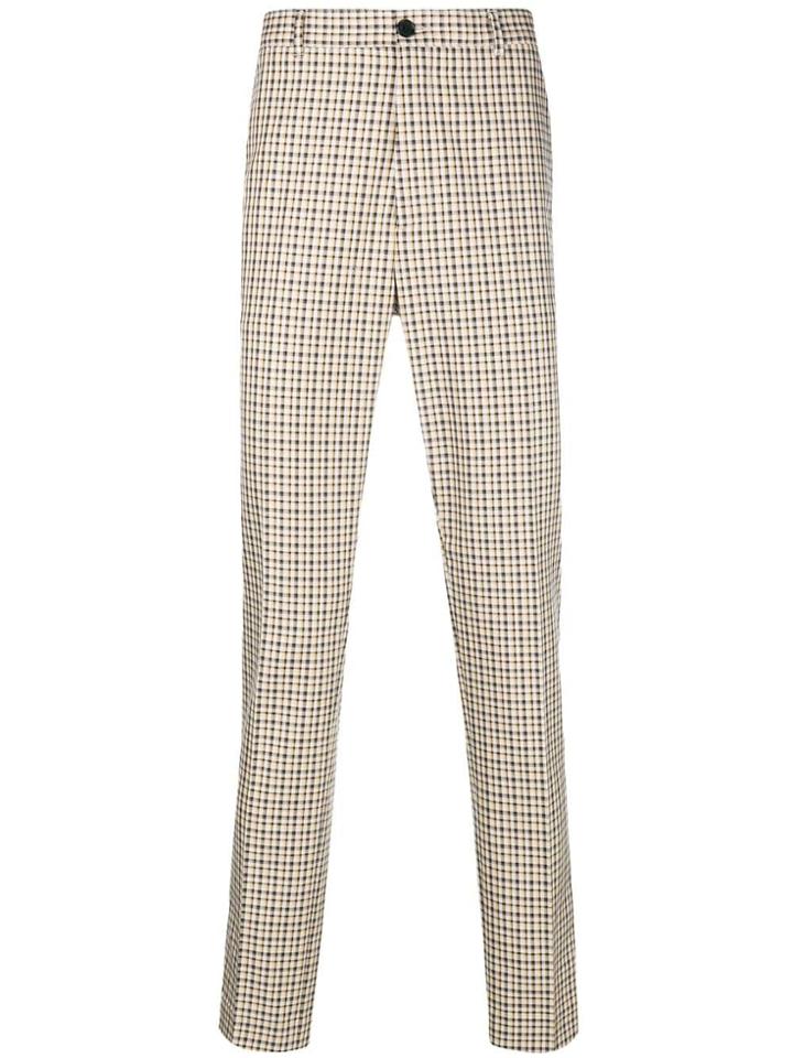 Kenzo Checkered Print Tailored Trousers - Nude & Neutrals