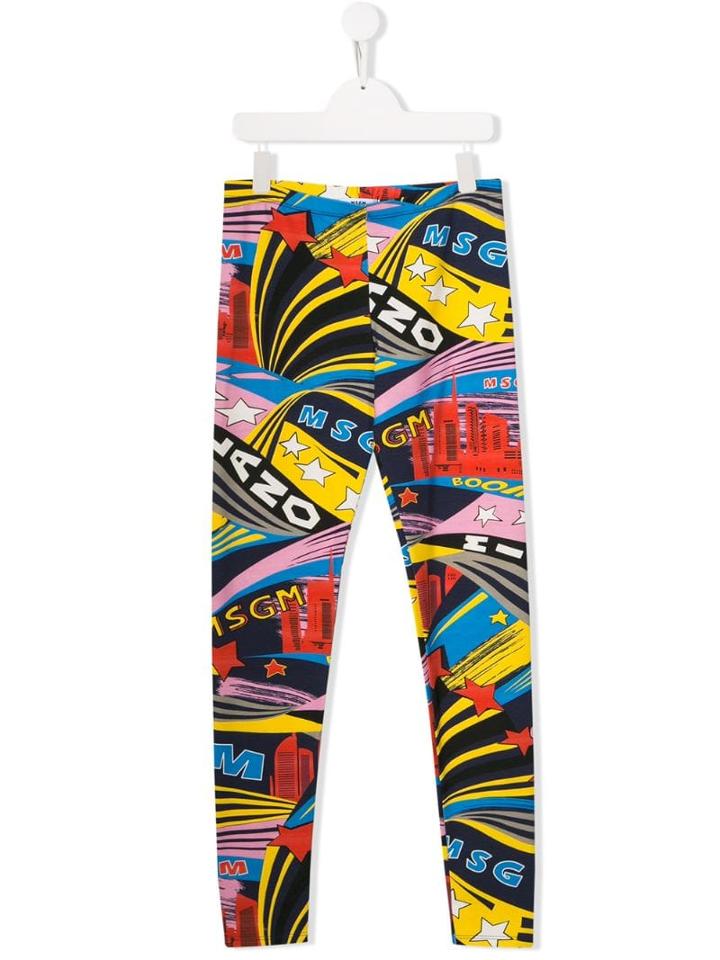 Msgm Kids Teen Printed Pull-on Leggings - Yellow