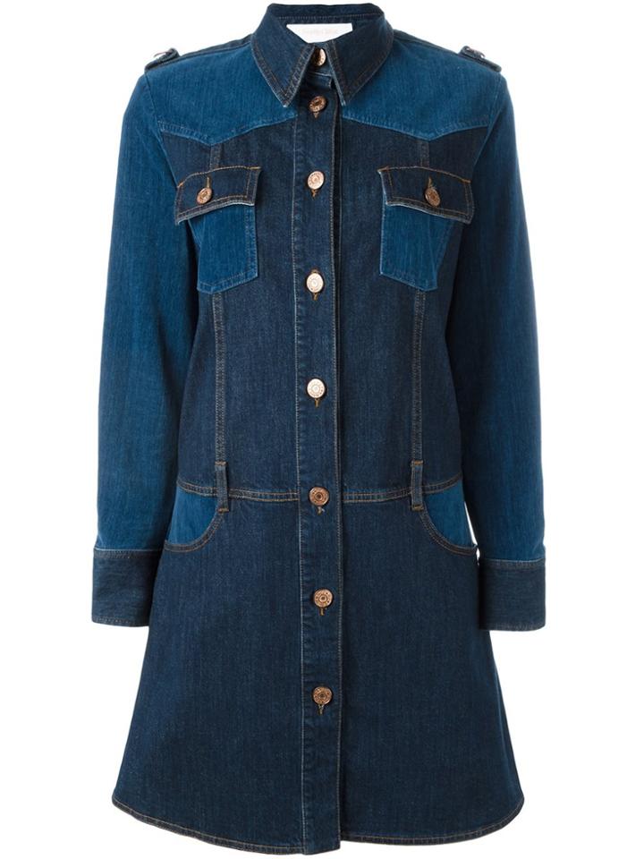 See By Chloé Panelled Denim Dress - Blue