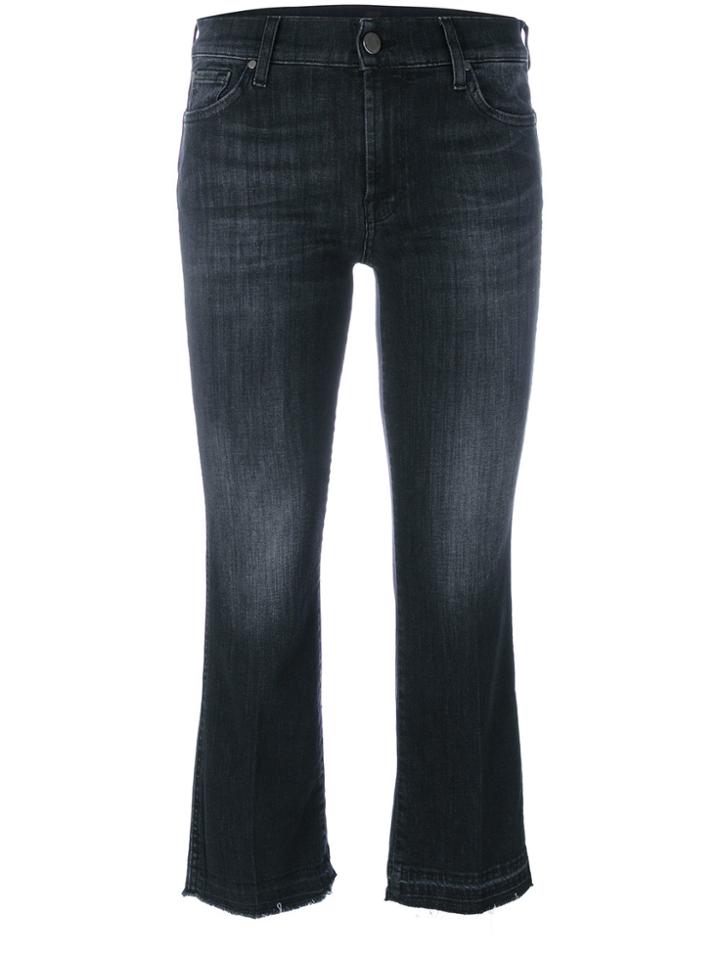 7 For All Mankind Stonewashed Cropped Jeans - Black