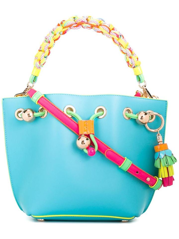 Sophia Webster Mini Remy Tote, Women's, Blue, Calf Leather/cotton/spandex/elastane/metal