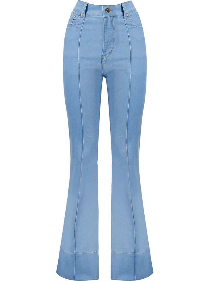 Amapô High Waist Flared Jeans, Women's, Size: 34, Blue, Cotton/spandex/elastane