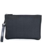 Ermenegildo Zegna Pelle Tessuta Pouch Bag - Blue