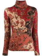 Etro Brocade-print Turtleneck T-shirt - Red