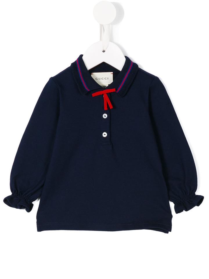Gucci Kids - Ruffle Cuff Polo Shirt - Kids - Cotton/spandex/elastane - 6-9 Mth, Blue