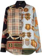 Burberry Archive Scarf Print Silk Shirt - Blue