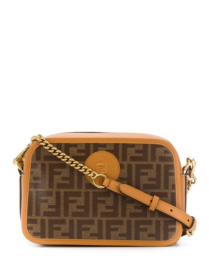 Fendi Small Ff Logo Camera Bag - Brown
