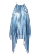 Ssheena Metallic Pleated Blouse, Women's, Size: Large, Blue, Polyester/viscose/polyamide
