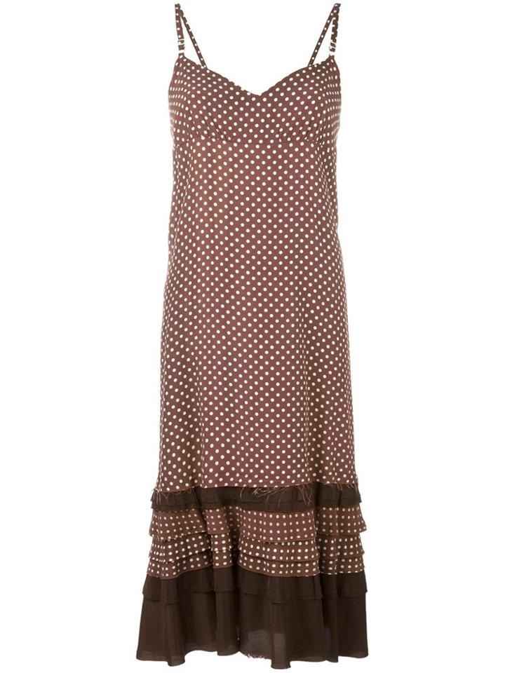Comme Des Garçons Vintage Polka Dot Frayed Edge Dress - Brown