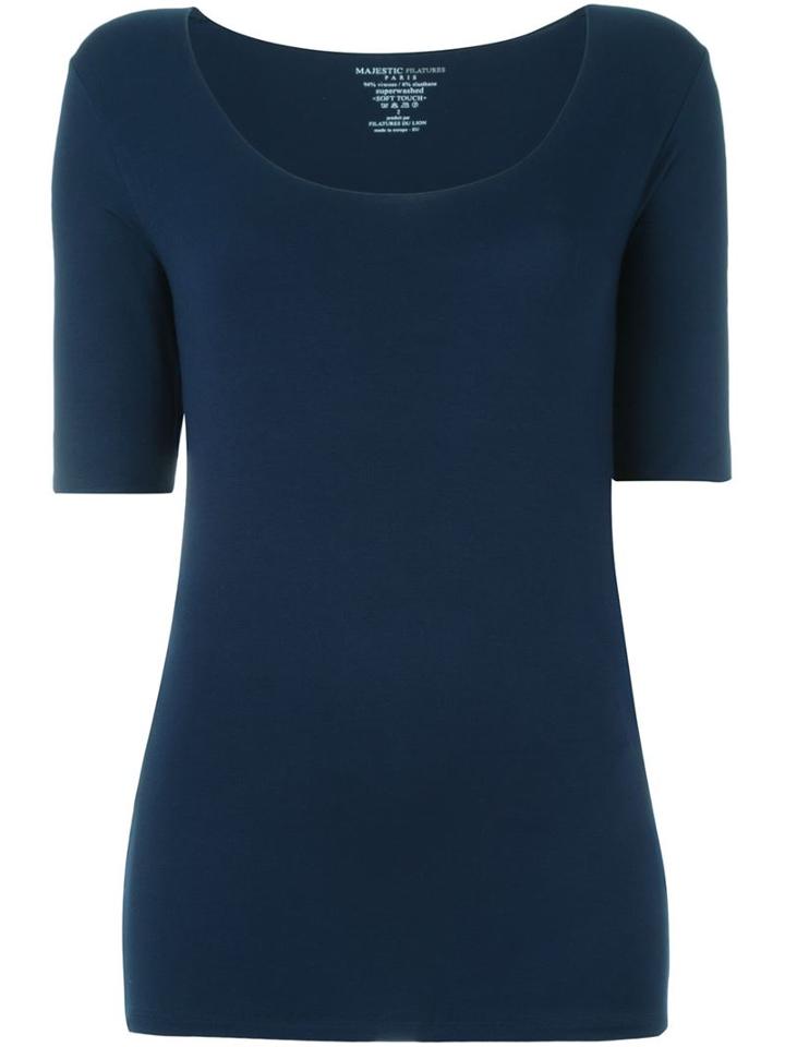 Majestic Filatures - Scoop Neck T-shirt - Women - Spandex/elastane/viscose - 3, Blue, Spandex/elastane/viscose