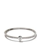 As29 18kt White Gold Calvet Large Pear Illusion Pave Diamond Bangle -