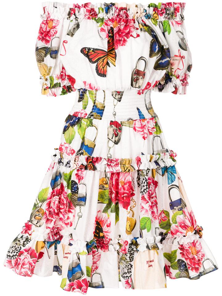 Dolce & Gabbana Shirred Butterfly Dress - Multicolour