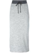 Dkny Ribbed Midi Skirt, Women's, Size: Small, Grey, Cotton/spandex/elastane