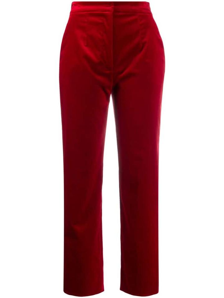 Dolce & Gabbana Velvet High Waisted Trousers - Red