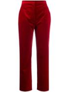 Dolce & Gabbana Velvet High Waisted Trousers - Red