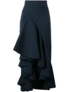 A.w.a.k.e Ruffled Maxi Skirt, Women's, Size: 34, Blue, Cotton/nylon