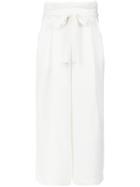 Olympiah High Waist Belted Trousers - White