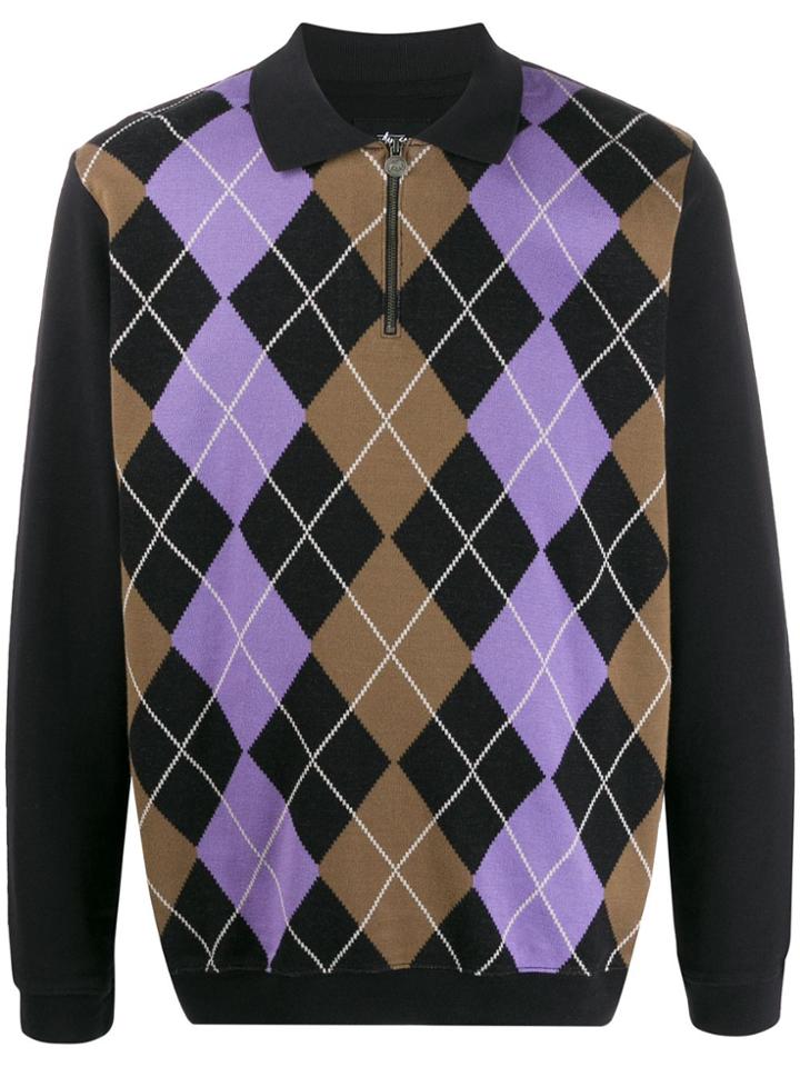 Stussy Argyle Knit Sweater - Black