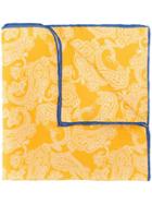 Kiton Paisley Print Pocket Square - Yellow