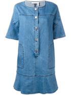 See By Chloé Frill Hem Denim Dress, Women's, Size: 42, Blue, Cotton/spandex/elastane