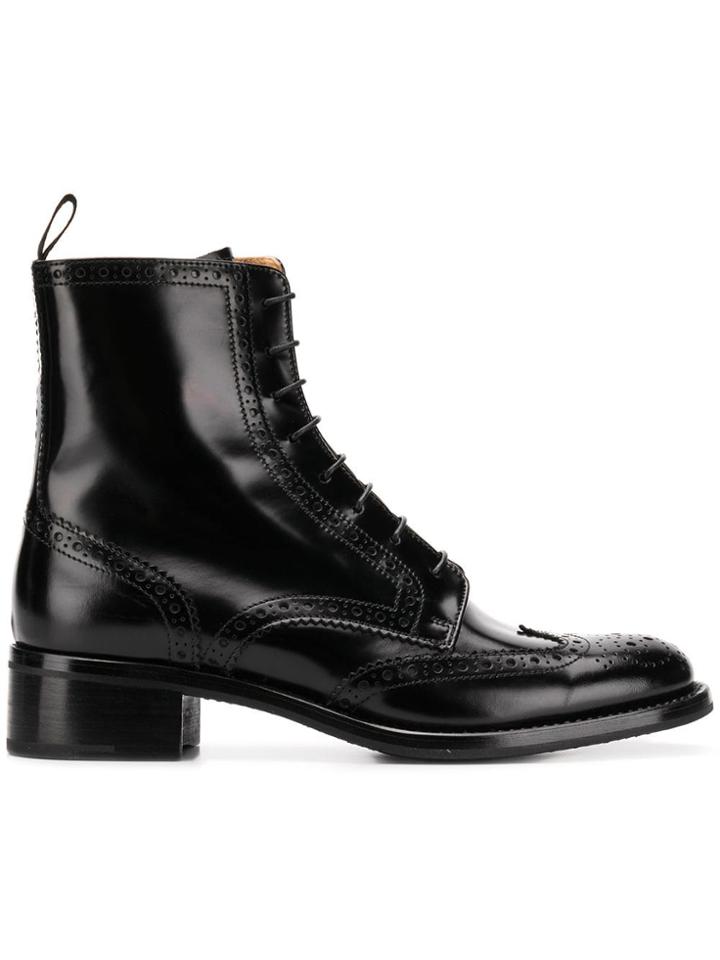 Church's Brogue Detailing Combat Boots - Black