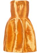Oscar De La Renta Strapless Mini Dress - Yellow & Orange