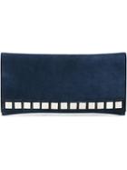 Tomasini Mirror Embellished Clutch, Blue, Suede