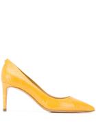 Salvatore Ferragamo Snake Pattern Embossed Pumps - Yellow