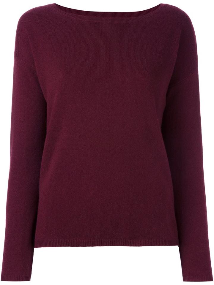 Allude Boat Neck Sweater, Women's, Size: Small, Red, Cashmere