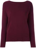 Allude Boat Neck Sweater, Women's, Size: Small, Red, Cashmere