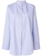 Toteme Stripe Mandarin Collar Shirt - Blue