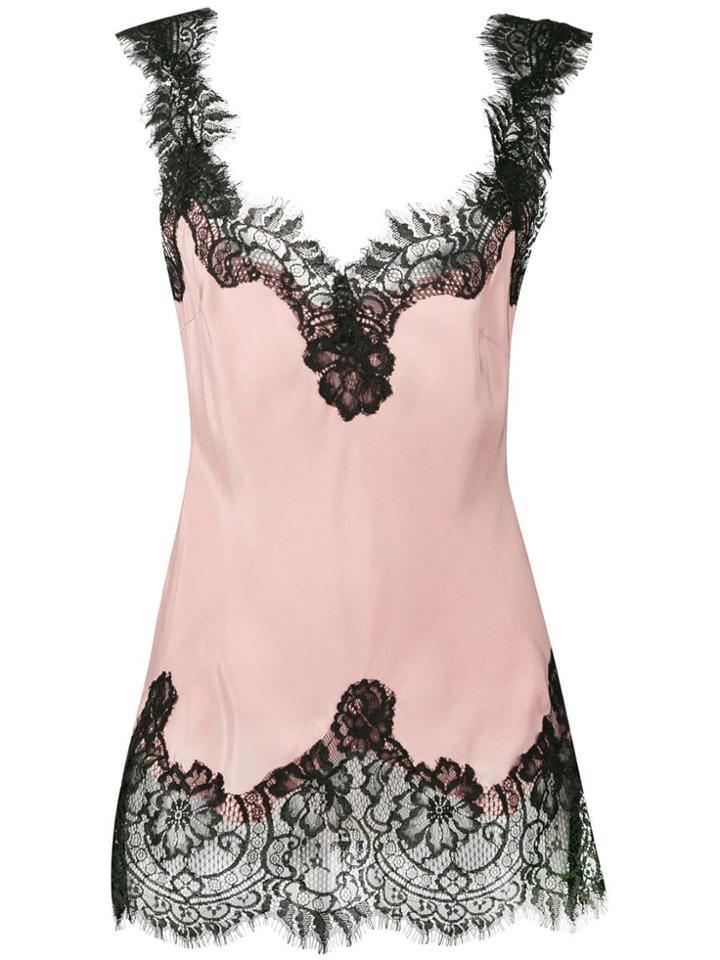 Gold Hawk Contrasting Lace Trim Top - Pink