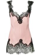 Gold Hawk Contrasting Lace Trim Top - Pink