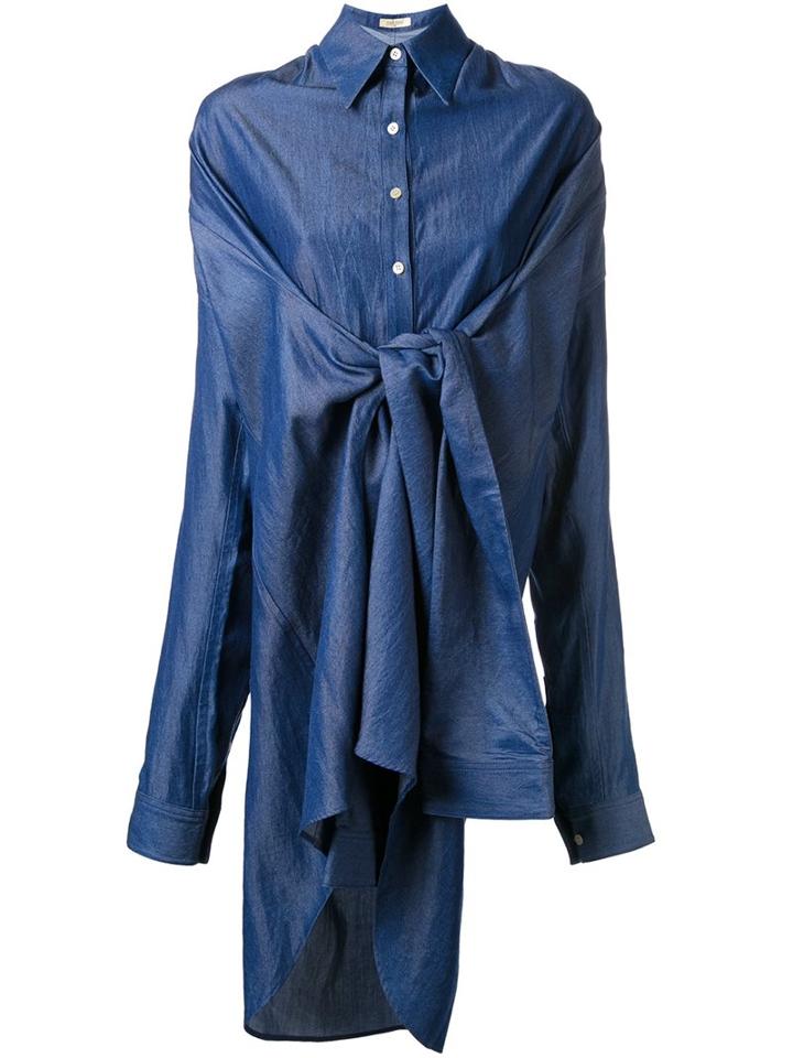 Fad Three Oversized Wrap Detail Shirt, Women's, Blue, Tencel